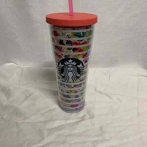 Starbucks Multicolor Tumbler with Coral Lid